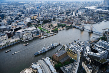 Sticker - Shard view of HMS Belfast tower bridge London Thames.