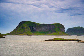 Canvas Print - Natural view of a beautiful island under a cloudy sky