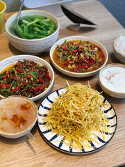 Poster - Vertical shot of various dishes on a dinner table