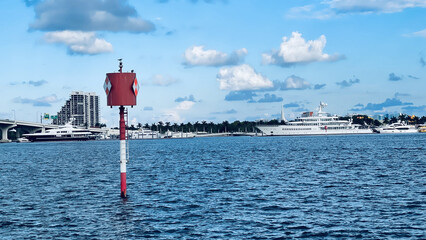 Poster - View of Miami port against the background of blue sky. Florida, United States.