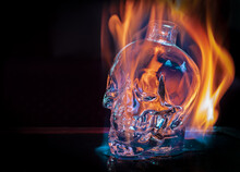 Closeup Shot Of A Burning Cocktails Glass