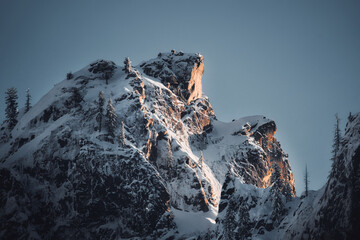 Wall Mural - Beautiful view of snowy mountains under the blue sky