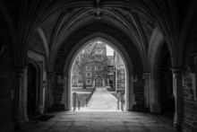 Black And White Photograph Of Princeton University's Archways - Part Of Rockefeller College