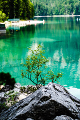 Poster - Scenic view of a lake against a cloudy blue sky