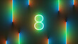 Illustration of bright number 8 with colorful neon lights