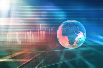 Wall Mural - 3D render of global network and internet connectivity-business concept - technology background