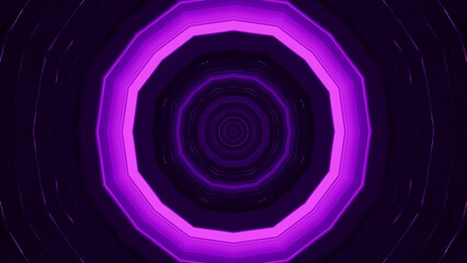 Sticker - 3D rendering of futuristic kaleidoscopic patterns background in vibrant purple and black colors