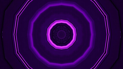 Poster - 3D rendering of futuristic kaleidoscopic patterns background in vibrant purple and black colors