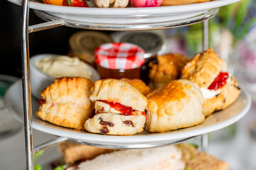 Poster - Table full of different appetizing desserts in the restaurant