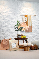 Wall Mural - Closeup of different decorations with white background