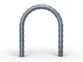 Wall Mural - 3D illustration of curved reinforcements steel TMT bar close up. Isolated 3d render