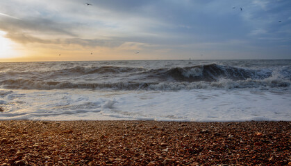 Poster - Mesmerizing view of a beautiful seascape at scenic sunset