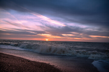 Poster - Mesmerizing view of a beautiful seascape at scenic sunset