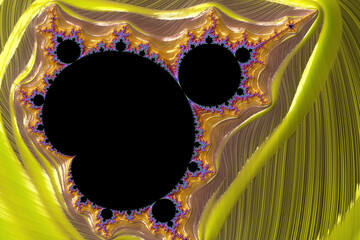 Poster - Fractal art texture with abstract black spots in the colorful glossy background