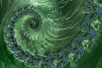 Sticker - Fractal graphic background with swirling elements in green tones