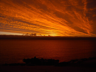 Canvas Print - Bright sunset above the sea.