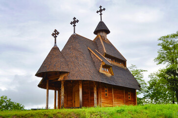 Sticker - Beautiful view of a church in a field under the blue sky