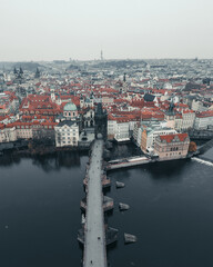 Sticker - Aerial view of the Charles Bridge over the Vltava river in Prague, Czech Republic