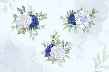  Watercolor Floral Arrangement collection with Hand Drawn Flower and Leaves