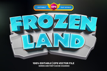 frozen land cartoon adventure Bold 3D Editable text Effect Style