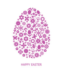 Sticker - Easter greeting card with flowers egg