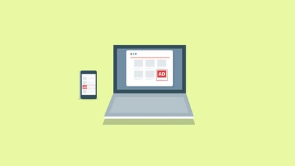 Canvas Print - native advertising on desktop and mobile screen. paid media ads, sponsored content improve user expe