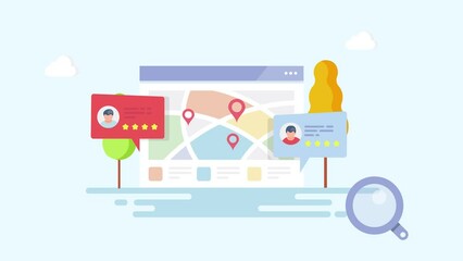Wall Mural - online business review, bubble speech, customer five star rating, user feedback and experience on we