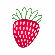 Garden Strawberry Fruit Or Strawberries Flat Color Vector Icon