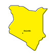 Simple outline map of Kenya with capital location