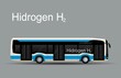 City blue hydrogen bus. Vector illustration.