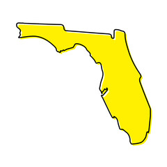 Simple outline map of Florida is a state of United States. Stylized line design