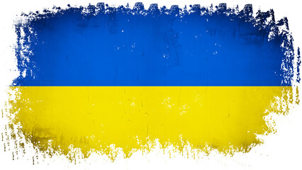 Wall Mural - Abstract brushstroke paint brush splash in the colors of the flag of Ukraine, isolated on white background