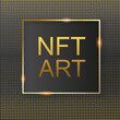 NFT token artwork background. Banner token with aspects of intellectual property. NFT token in blockchain technology in digital crypto art.