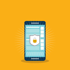 Internet Network Security. Safe browsing on mobile phone. Vector illustration.
