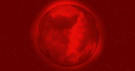 Wall Mural - A burning red planet in space. Abstract Global fire of war on earth.