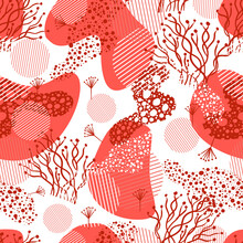 Romantic Red Floral Wedding Valentine Cute Seamless Vector Pattern Design. Abstract Red Seamless Background With Floral Elements.