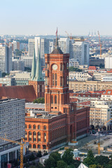 Wall Mural - Berlin Rotes Rathaus town city hall skyline in Germany aerial view portrait format
