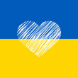 Ukraińska flaga i białe serce. Powiedz 