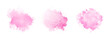 Abstract pink watercolor water splash set on a white background. Vector watercolour texture in rose color. Ink paint brush stain. Pink soft light blot. Watercolor pastel splash