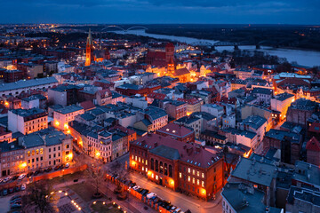 Wall Mural - Architecture of the old town in Torun at dusk, Poland.