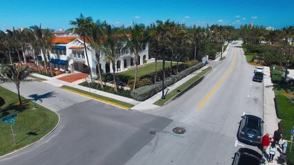 Sticker - Fort Lauderdale aerial view from drone, Florida. City streets on a sunny day