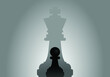 Black chess pawn with king's shadow concept of successful and ambitious vision illustration vector.