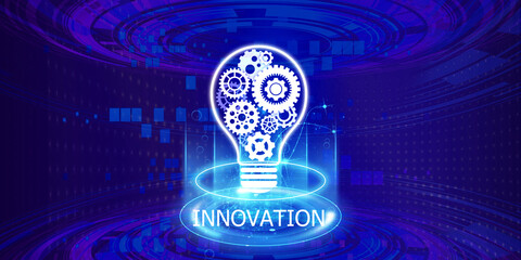 Sticker - Concept new idea concept with innovation and inspiration, innovative technology in science and communication concept, abstract technological background