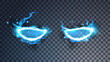 Modern magic eyes symbol or mask. Ethereal lightning substance