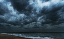 Storm Seascape With Dark Clouds