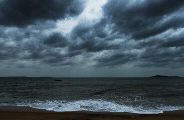 Wall Mural - storm seascape with dark clouds