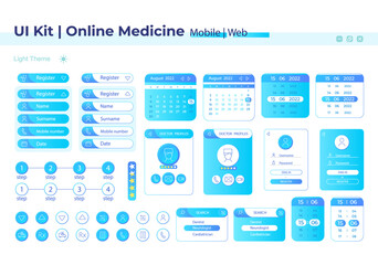 Wall Mural - online medicine ui elements kit. healthcare isolated vector components. flat navigation menus and in