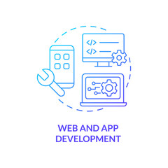 Wall Mural - web and app development blue gradient concept icon. create website. advanced digital skills abstract