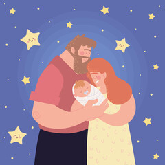 Wall Mural - parents with their baby