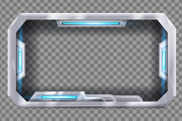 tech futuristic frame vector screen, ui spaceship window display, hud digital game border panel. cyb